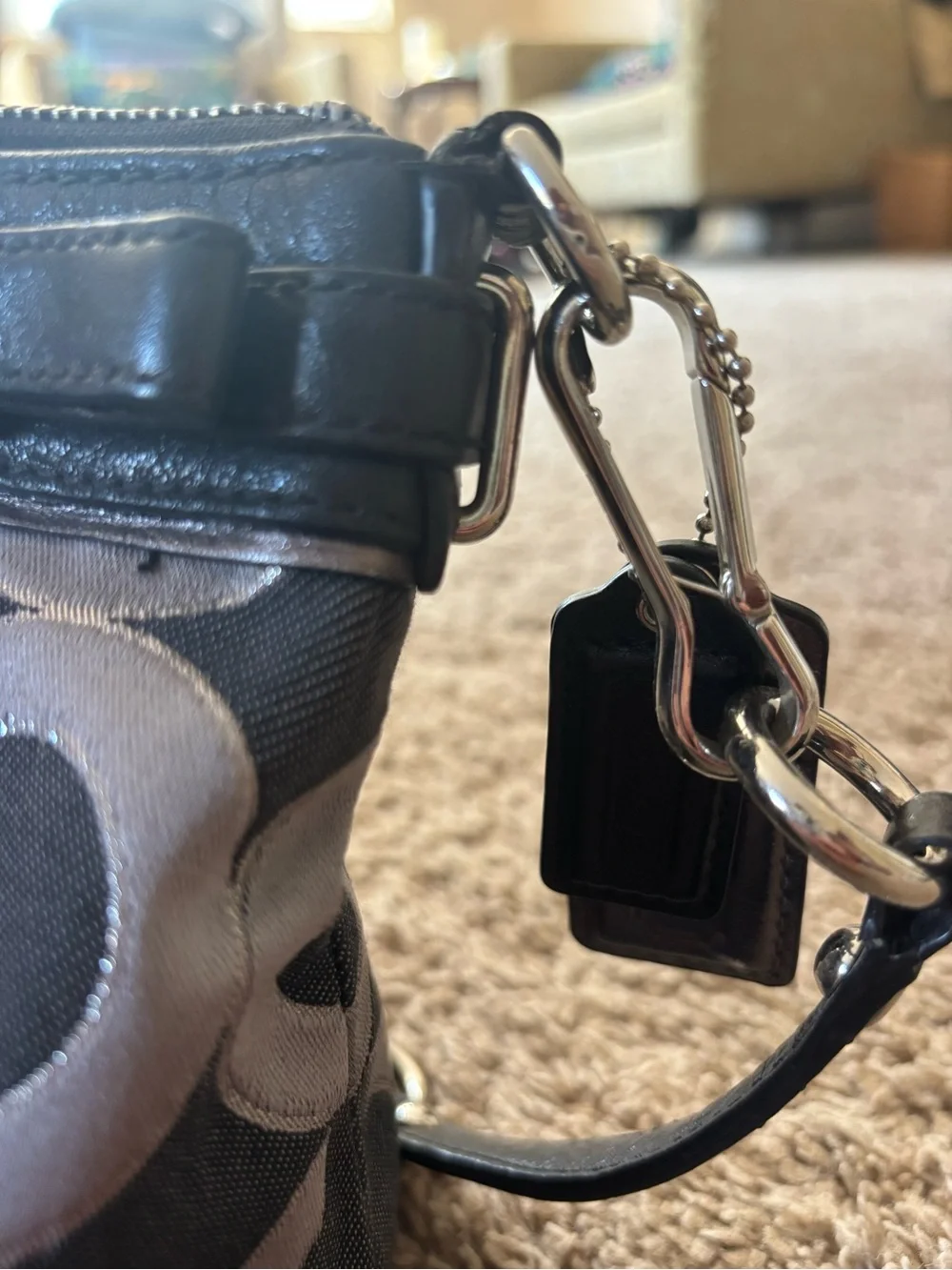 Coach Black & Gray Mini Signature Satchel